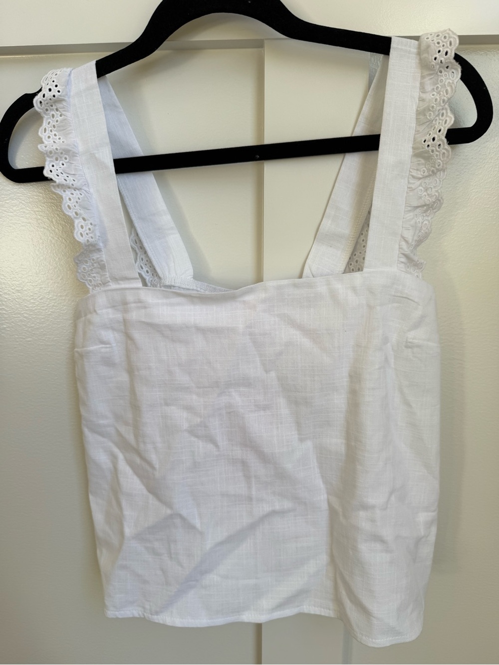 Edikted White Eyelet Strap Cotton Cami Top XS NWT Y2K
